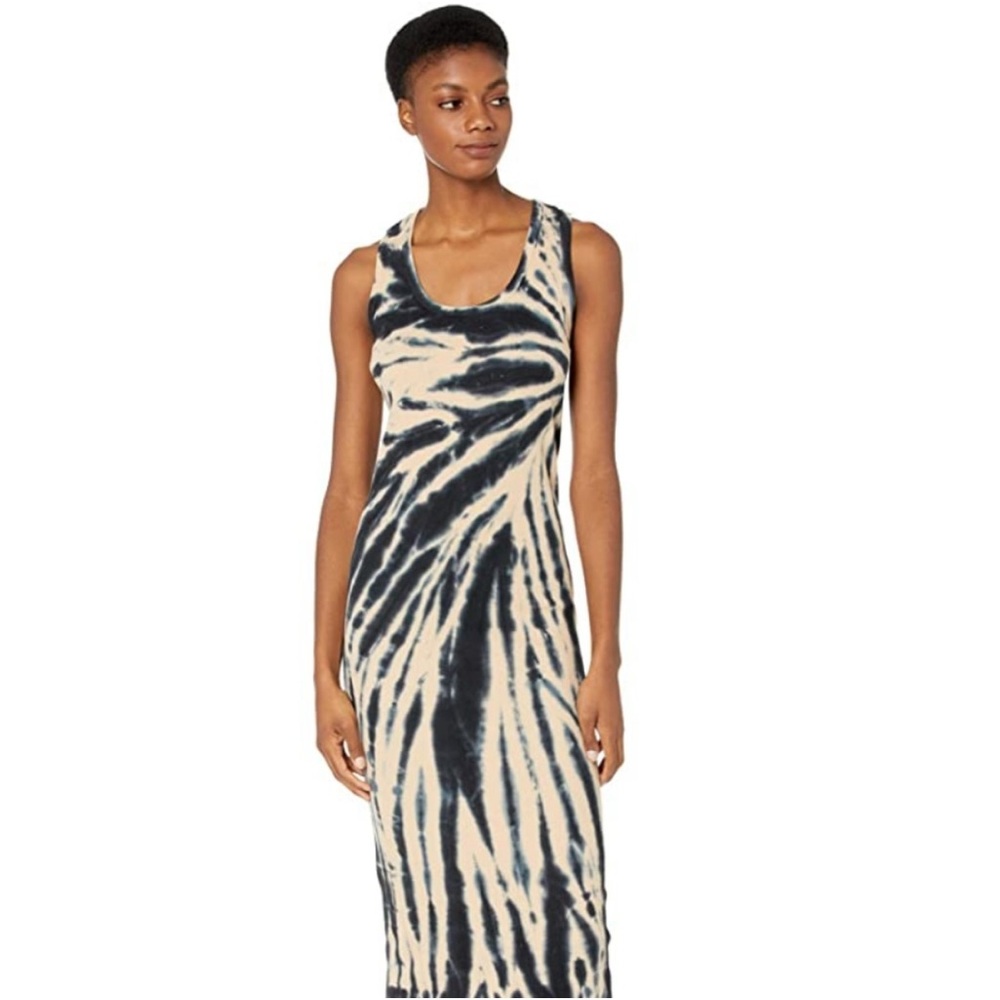 Young Fabulous & Broke Robbie Tank Dress Midi Tye Die Ribbed Knit Racerback
